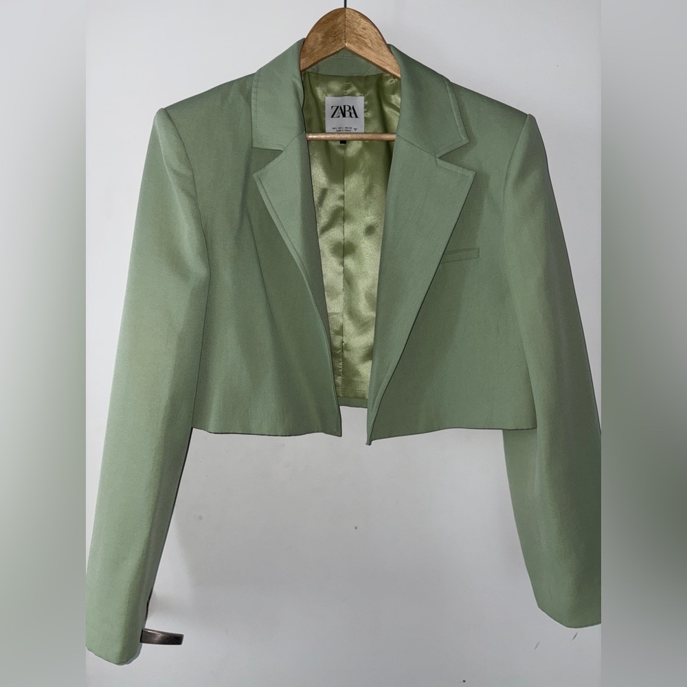 Zara Women's Green Cropped Blazer